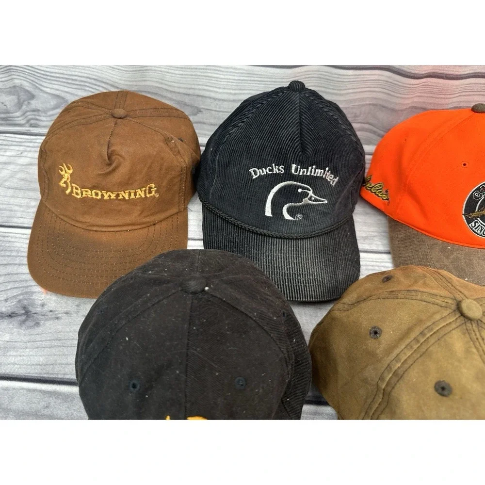 LOT OF 5 VINTAGE HUNTING HATS BALL CAPS‎ - BROWNING CABELA'S DUCKS UNLIMITED *2